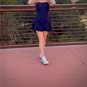 navy blue bow homecoming dress